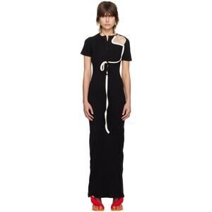 Elegant Black Maxi Dress with White Accents